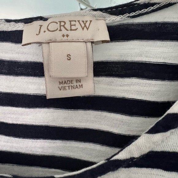 J Crew Factory Blue & White Striped Side Ruffle 3/4 Sleeve Cotton Top Size S - Picture 5 of 7